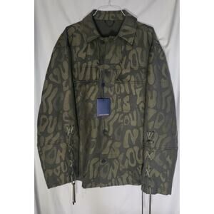 NWT Louis Vuitton 23SS Jacket Coat Overshirt w Military Camo Logo Sz 52 / US L